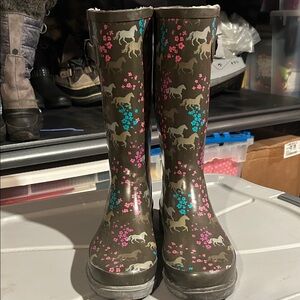 Western Chief Brown Horse and Floral Rain Boots